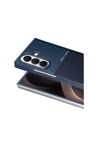 Samsung Galaxy Uyumlu Z Fold 8 Ultra Kılıf High Pu Deri Hdd Hbc-482 Siachen Case Mavi