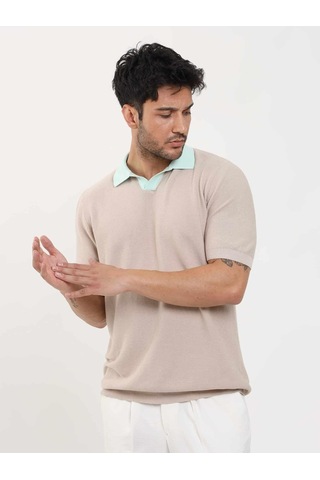Dufy Bej Erkek Slim Fit Düz Polo Yaka Kazak - 104586-bej Bej