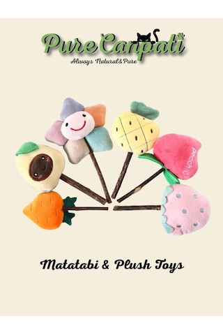 Purecanpati Matatabi Ve Catnip Peluş Kedi Oyuncağı, Doğal Çubuk, Diş Kaşıma, Gerginlik Azaltıcı, 8 Cm, Meyve F