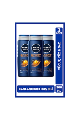 Nivea Men Saç Ve Vücut Şampuanı Sport 500 Ml 3 Adet