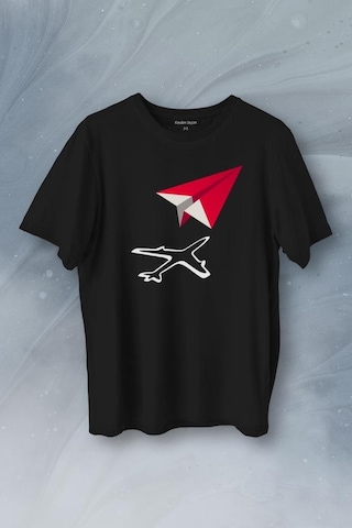 Kağıt Uçak Hayaller Hayatlar Fly Pilot Baskılı Tişört Unisex T-shirt 001