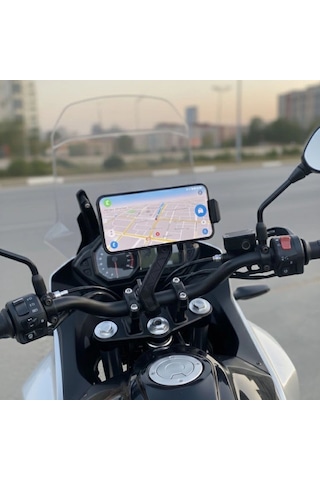 Motosiklet Gidon Telefon Tutucu 360 Döner, Kaymaz Sabitleme Sistemli, Sarsıntı Önleyici Telefon Tutucu Aparat 5 Belirtilmemiş