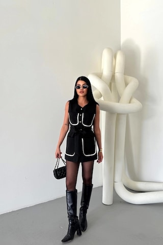 Büyük Cep Biye Detaylıyelek - Siyah Siyah