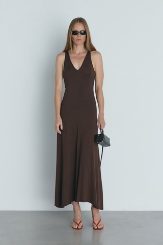 Suud Collection Kahverengi Bella Penye Elbise