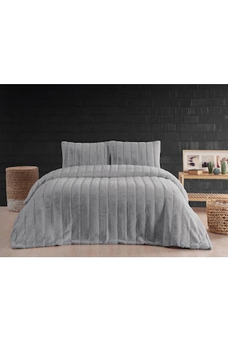 Luxe Battaniye Yatak Örtüsü Seti Stripe Silver -