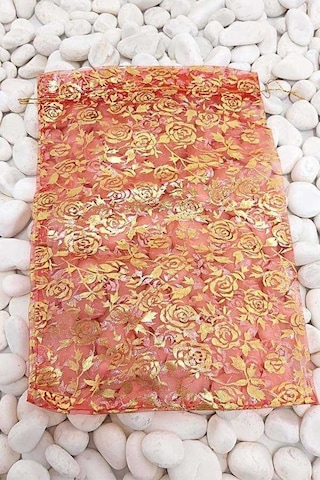 Desenli Kırmızı Renk 12 14 Cm Organze Tül Kese 100 Adet Desenli Kırmızı Renk 12 14 Cm Organze Tül Kese 100 Adet