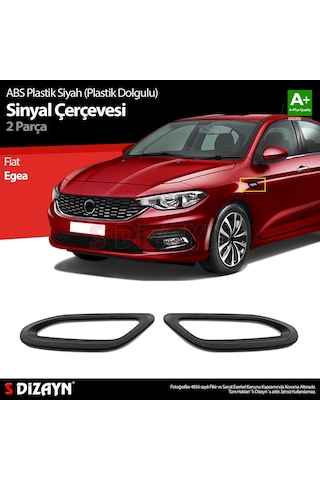 S-dizayn Fiat Egea Siyah Abs Plastik Sinyal Çerçevesi 2 Prç. Abs Plastik Dolgulu 2015 Üzeri