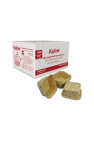 Kafem Muffin Kek Kapsülü Kare Kraft Desenli 50li X 30 Paket Koli - K33 Sarı