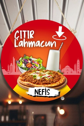 Lahmacun Salonu Için Duvar, Kapı, Çift Taraflı Askılı Pano Karşılama Tabelası, Restoran Süs Dekor