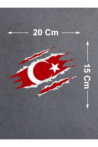 Yırtıklı Paçalı Türk Bayrağı Sticker Araba Oto Motosiklet Karavan Sticker 00034 20x15 Cm