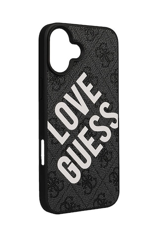 Apple iPhone 16 Plus Uyumlu Kılıf Guess Lisanslı 4g Desenli Big Love Kapak Siyah