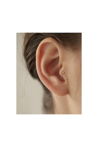 14 Ayar Altın Desenli Fil Model Tragus Piercing Küpe