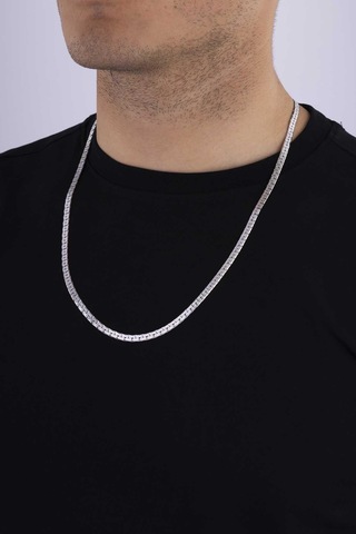 Gümüş Pazarım Kare Model Yassı Erkek Çelik Zincir Çok renkli