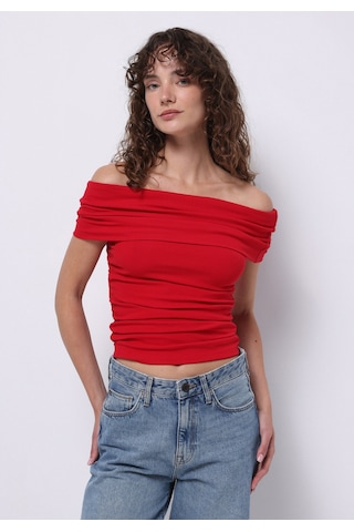 Colins Slim Fit Kayık Yaka Düz Kadın Kirmizi Kolsuz Tişört Cl1074596 Q1.v1 Red Kırmızı