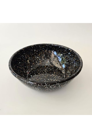 Emaye Kase 26 Cm Serpme Desen Siyah Siyah