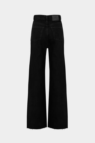 Açelyaokcu High Waist Wide Leg Kar Yıkama Geniş Paça Dikişsiz Jean Siyah