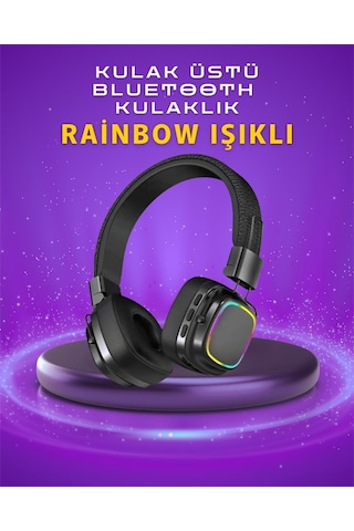Renkli - 567 - Işık Efektli Bluetooth 5.3 - Spt-gld - Müzik Kulaklığı