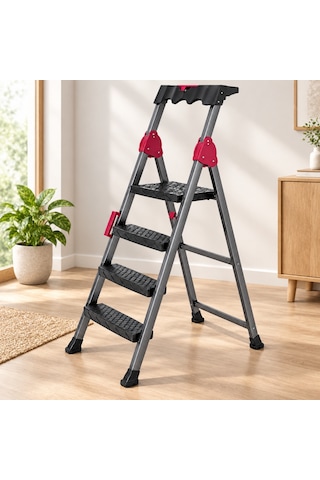 3+1 Basamaklı Metal Merdiven - 150 Kg Taşıma Kapasiteli