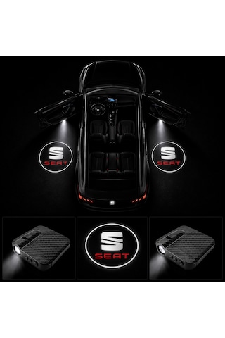 Seat Kapı Altı Logo Projektör Led Işığı 2'li Set Pilli Kablosuz Kapı Karşılama Lambası
