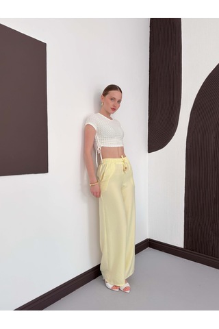 Verymoda Keten Pantolon D2381 Sarı
