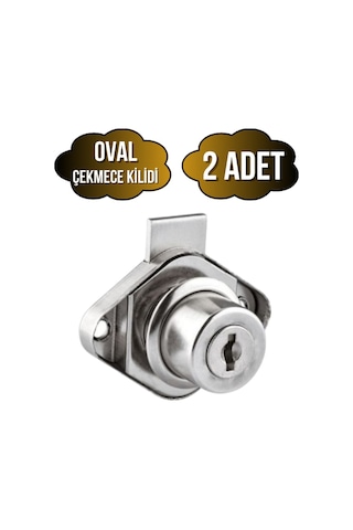 Oval Çekmece Kilidi Anahtarlı Dolap Mobilya Kilidi Oval 2 Adet Krom