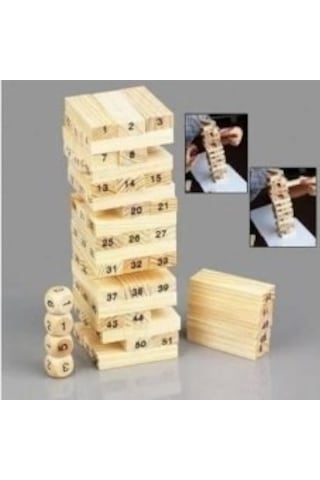 Sayılı Jenga Ahşap Oyuncak Denge Oyunu Ahşap Blok