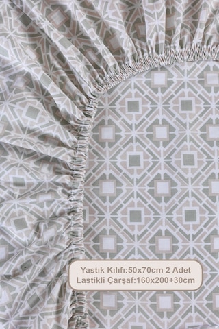 Elart Fancy Çarşaf Seti Lastikli Fitted Baskılı 160x200 Cm Yeşil Yeşil