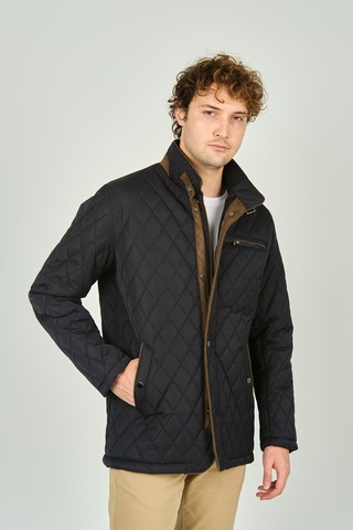 Daynax Erkek Dik Yaka Fermuar Ve Çıtçıt Kapamalı Kapitone Kaban 1000 Lacivert Lacivert