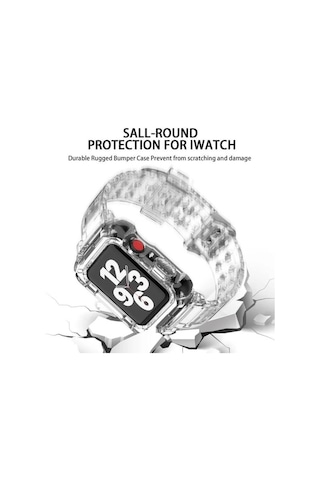 Wozlo Apple Uyumlu Watch 1, 2, 3, 4, 5, 6, 7, 8, Se Kasa Koruma 42/44/45mm Spor Kordon Kayış - Kırmızı
