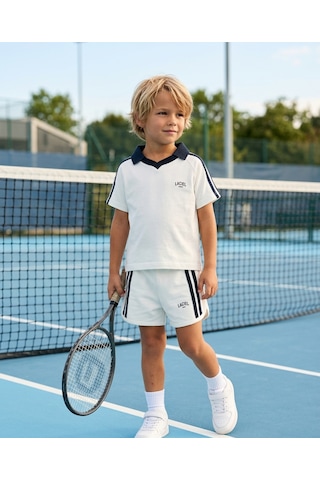 Baby Lory Kids Store Şeritli Polo Yaka Takım Beyaz