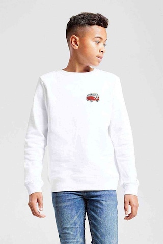 Tshirthane Araba Minibüs Kırmızı T2 Baskılı Unisex Çocuk Beyaz Sweatshirt Beyaz