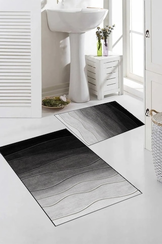 Eliana Home Dijital Baskı 2'li Banyo Paspas Takımı Lna5-1072 100x60 Ve 60x50 Cm Siyah