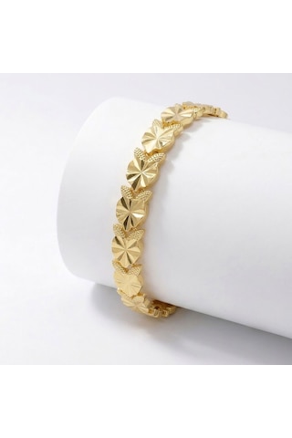 Premium Şık Ve Parlak Amora 24k Gold Kaplama 8 Mm Kadın Bijuteri Bileklik 3183kbv5d9 18cm Altın