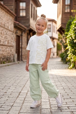 Aden Kids Kaz Tüğü Kumaş Oversize Pantalon İle Kombin Alt Üst Takım Yeşil