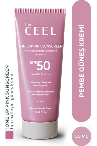The Ceel Leke Karşıtı Ton Eşitleyen Spf 50+ Pembe Renkli Güneş Kremi | Glutatyon, Hyaluronik Asit 50 ml