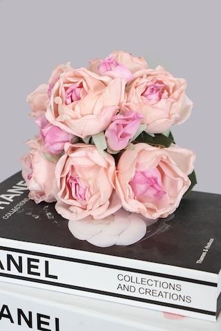 Yapay Çiçek Deposu Yapay Lux 10lu Kuru Model Tomurcuklu Gül Buketi 30 Cm Pembe