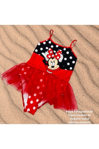 Lolliboomkids Kız Çocuk Puantiye Mickey Balerin Tütü Mayo Kırmızı