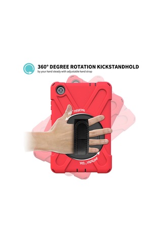 Butu Lenovo Uyumlu Tab M8 8" Tb-8505f/8505x 2019 Kalem Yuvası El Bandı 360 Dönebilen Pc + Silikon Kickstand Tablet Kılıfı