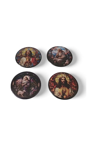 Aziz İsa Magnet Set 1 - 4'lü Jesus Christ Magnet Karışık Renkli