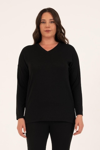 Basic V Yaka Triko Kazak-siyah Siyah