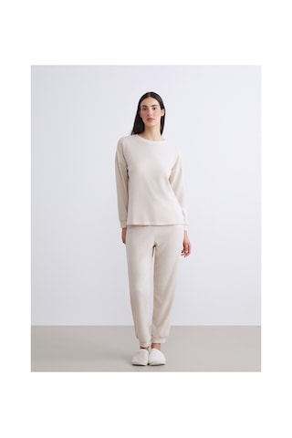 Lcw Dream Ekru Bisiklet Yaka Kadın Pijama Takımı