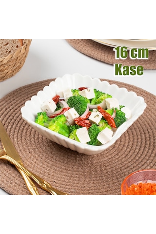 Porsima 1750n Porselen Kase Kare Desenli Derin Salata Kase 16cm