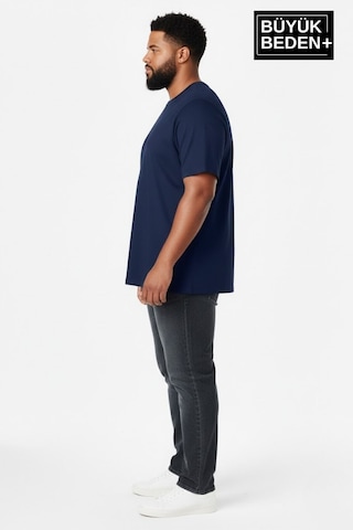 Superlife Büyük Beden Erkek Basic 3xl-6xl Bisiklet Yaka 3'lü Tişört Seti Spr26bts510+3 Whıte-navy-black