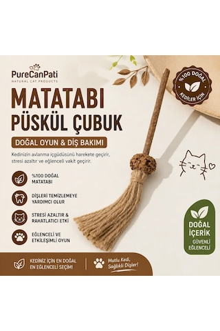 Matatabi Meyveli Püsküllü Kedi Oyuncağı Doğal Çiğneme Ve Oyun Çubuğu 1 Adet