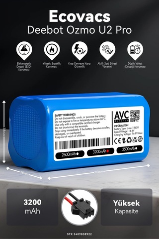 Ecovacs Deebot Ozmo U2 Pro 3200mah Robot Süpürge Bataryası D.k