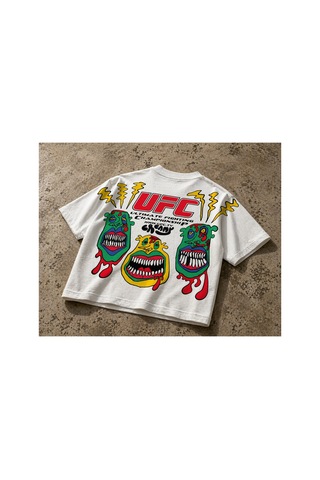 Yolo Street Ufc Baskılı Oversize Tişört Erkek Beyaz.pamuk Streetwear Sırt Baskı Bedenler Oversizedir Bedeninizi Tercih Edin Beyaz
