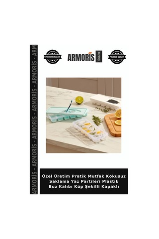 Özel Üretim Pratik Mutfak Kokusuz Saklama Yaz Partileri Plastik Buz Kalıbı Küp Şekilli Kapaklı Çok Renkli
