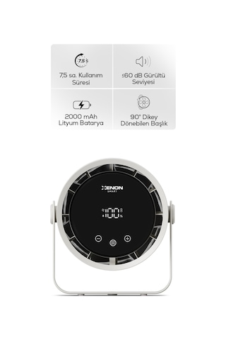 Xenon Smart Taşınabilir Masaüstü Fanı 100 Kademe Kontrol, Şarjlı, Dokunmatik Ekran, 2000mah, Usb-c X6113