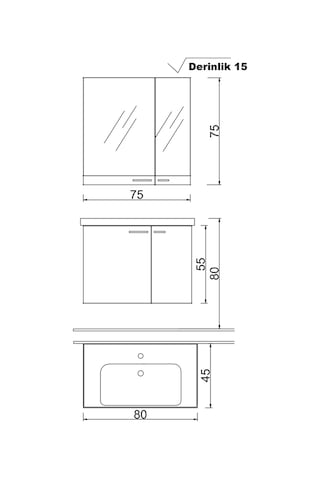 Denko Terra 80 Cm Mdf Banyo Dolabı Takımı Çok Renkli