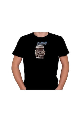 Coffee Bisiklet Kahve Duman Barista Vintage Tişört Unisex T-shirt 001